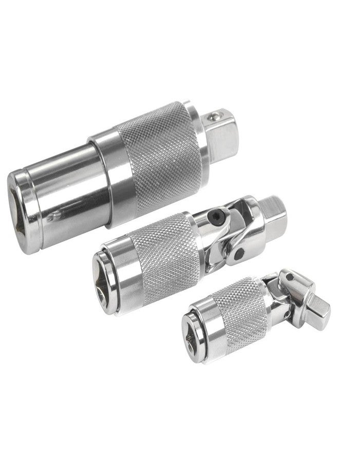 Steelman Chrome 3-Piece Locking Swivel Adapter Set, Adapters for ¼, ⅜, and ½-inch Drive Ratchets, Sockets, and Extensions, Heavy-Duty Steel - Image 3