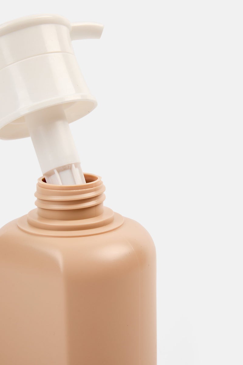 Muy Mucho Plain Soap Dispenser With Pump 300 ml, Tan/White  - Image 3