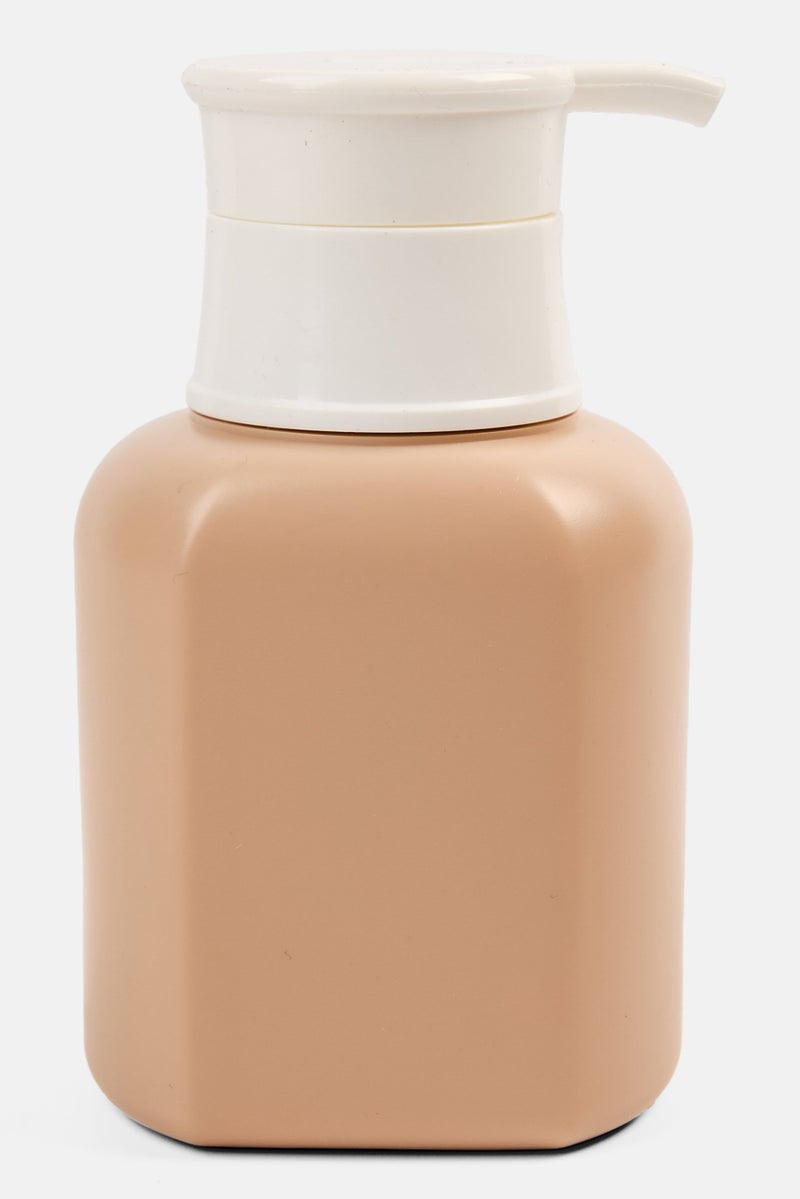 Muy Mucho Plain Soap Dispenser With Pump 300 ml, Tan/White  - Image 1