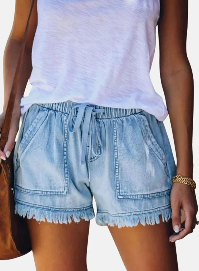يونيكي Blue Solid Denim Shorts
