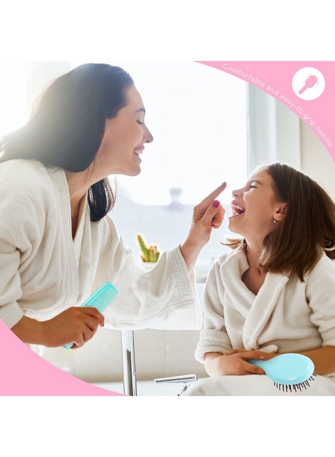 ايباك مجموعة مكونة من 12 فرشاة شعر صغيرة مبللة، 6 فرشاة شعر صغيرة لفك التشابك وفرشاة شعر للسفر و6 أمشاط بلاستيكية رفيعة وواسعة للشعر للنساء والرجال والأطفال والبنات والأطفال الصغار والشعر المجعد (ألوان أنيقة) - Image 3
