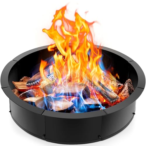 INNO STAGE INNOSTAGE 36 Inch Fire Pit Ring (40 Inch Outer), Heavy Duty Steel Fire Ring for Outside, Large Round Fire Pit Insert, DIY Camping Fire Ring, Above or In-Ground, Black Carbon for Backyard Patio Bonfire - Image 1