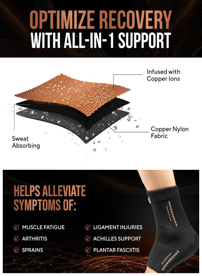 TheraCopper Copper Ankle Brace (2 Pack) — Compression Ankles Brace for Men & Women — Infused Copper Ankle Sleeve Compression Support for Pain Relief, Swelling, Sprains, Achilles Recovery & Sports (Medium) - Image 5