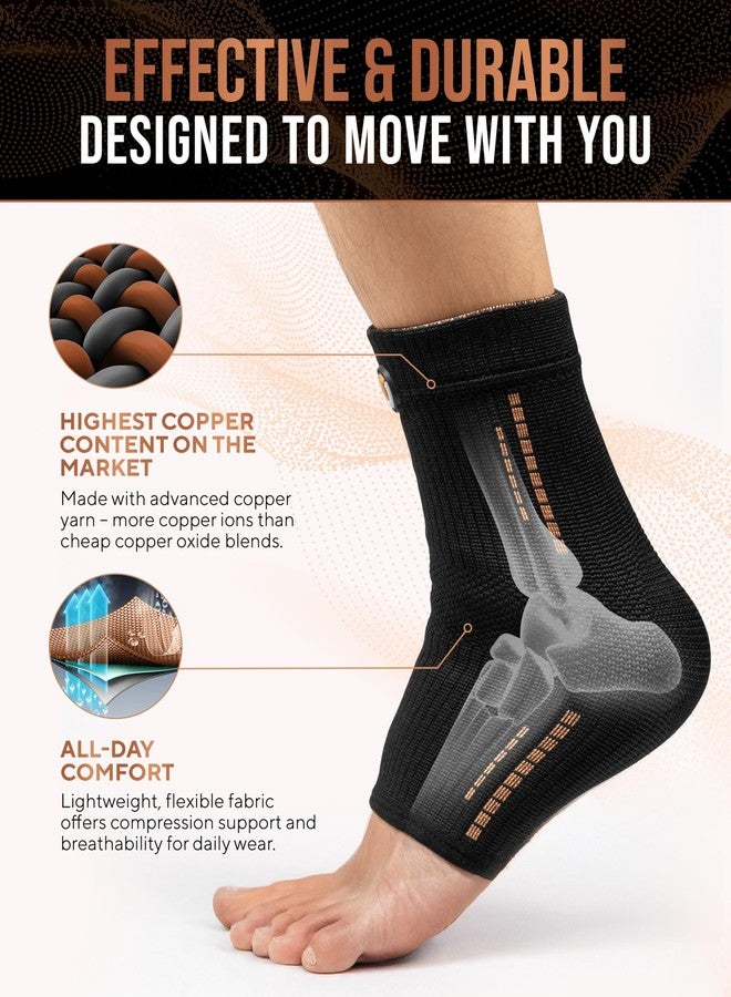 TheraCopper Copper Ankle Brace (2 Pack) — Compression Ankles Brace for Men & Women — Infused Copper Ankle Sleeve Compression Support for Pain Relief, Swelling, Sprains, Achilles Recovery & Sports (Medium) - Image 3