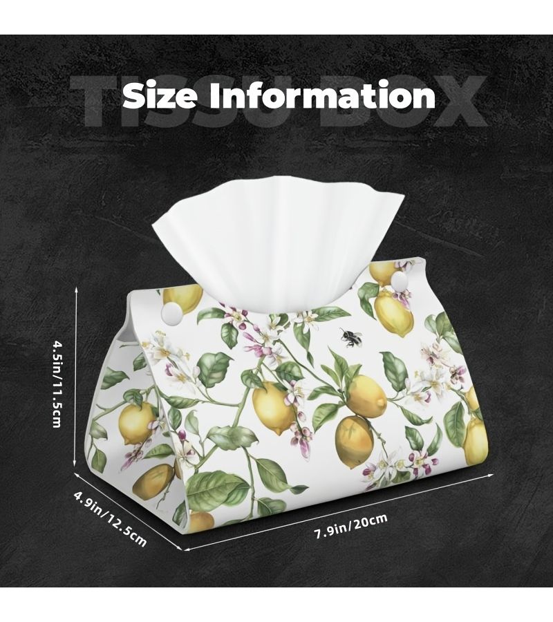 Cute Lemon Bird Pattern Faux Leather Tissue Box Durable Napkin Holder - Image 1