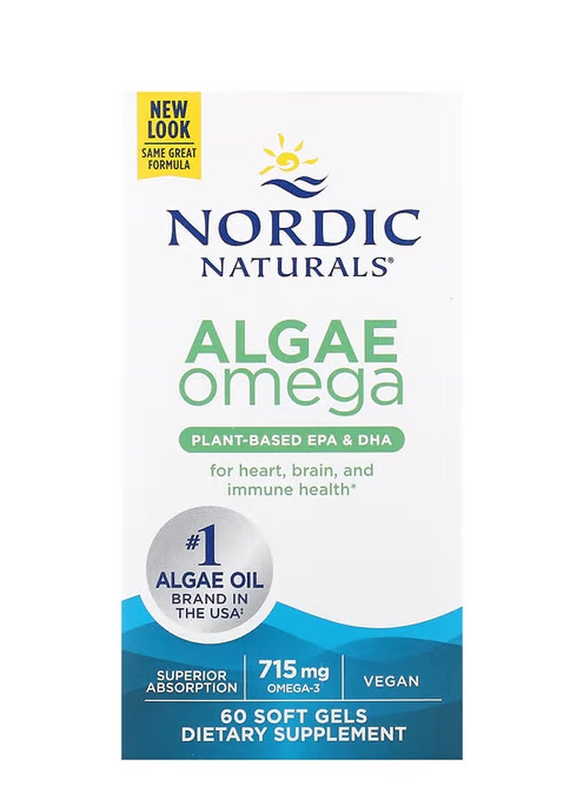 NORDIC NATURALS Algae Omega 715 mg 60 Soft Gels (357.5 mg per Soft Gel) 