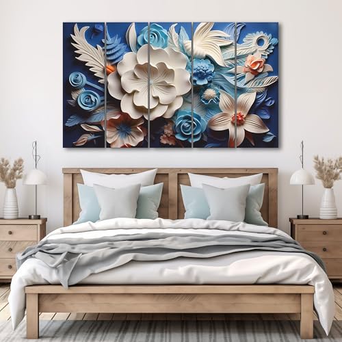 The Castle Decor Multi color flowers painting with frame 5 Big Size (27x48) Wall Art for living room,Bedroom,Drawing room,Hotels-Wooden Framed-Digital Painting - Image 3