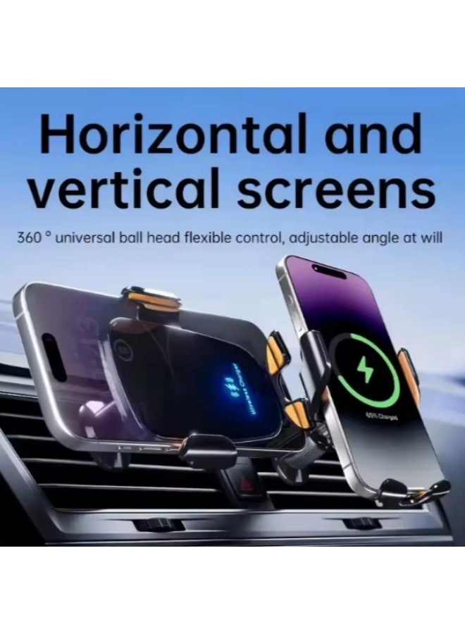حامل جوال للسيارة مع شحن سريع بقوة 15 واط – دوران 360° ثابت مع خاصية مقاومة الاهتزاز، مناسب لفتحات التهوية – أسود - Image 5