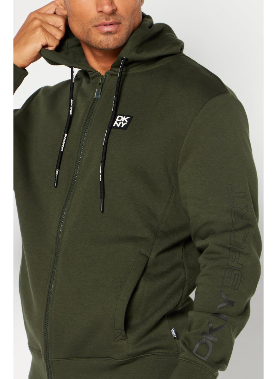 DKNY Sport Men Sportswear Fit Long Sleeve Training Sweatshirt, Army Green  - Image 4