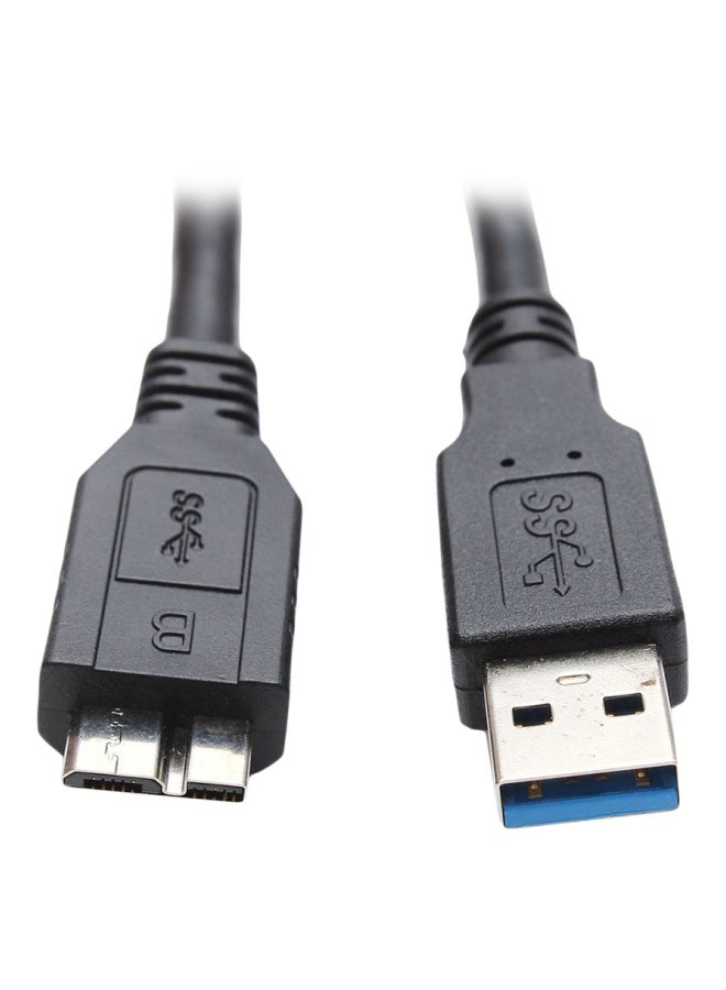 كابل بمنفذ USB Type A إلى منفذ مايكرو B لمحرك أقراص صلبة سامسونج S5 أسود - Image 1
