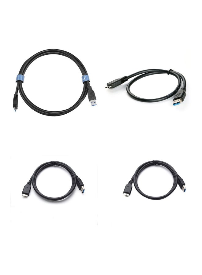 كابل بمنفذ USB Type A إلى منفذ مايكرو B لمحرك أقراص صلبة سامسونج S5 أسود - Image 3
