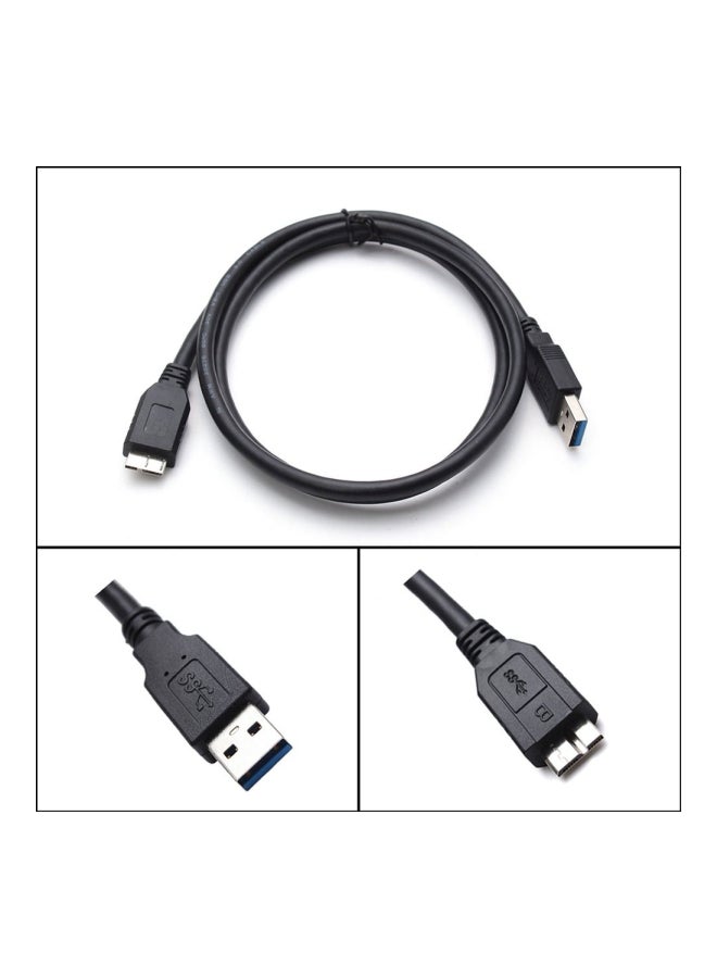 كابل بمنفذ USB Type A إلى منفذ مايكرو B لمحرك أقراص صلبة سامسونج S5 أسود - Image 2