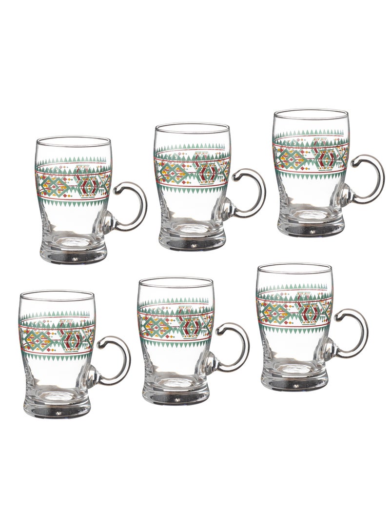 هيك طقم شاي زجاج 6 قطع تراثي متعدد الألوان - Image 1