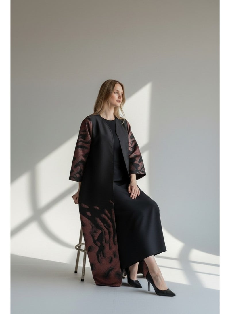 Abaya with Abstract Pattern, Inner Dress & Shiela - Image 5
