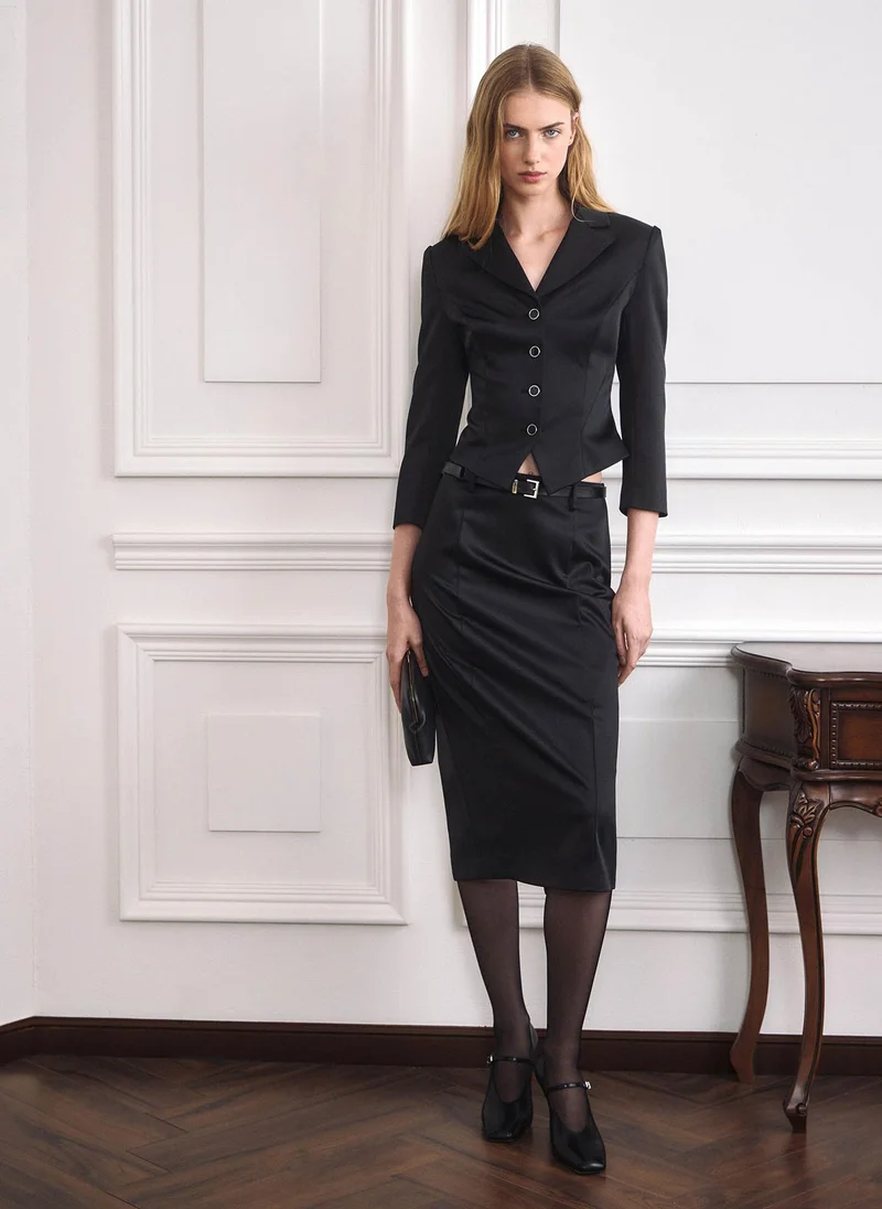 Lichi  Fitted jacket in smooth fabric with cropped sleeves for Women | Best Price UAE
