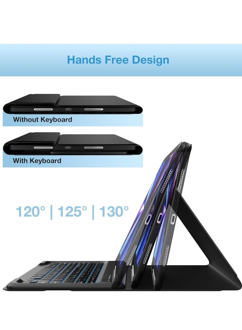 MUNTAQI Case for iPad Air 13-inch (M2, 2024) & iPad Pro 12.9" (6th/5th/4th/3rd Gen) – Detachable Wireless Bluetooth Keyboard, Slim Folio Smart Cover with Pencil Holder, Black - Image 5