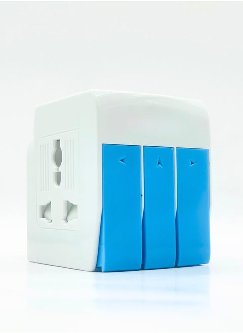 Multi Plug 3 Sockets with 3 Switches and Indicator for Home and Office Use | High Quality | Easy to Carry | 13A | 250V | 3250W (White and Blue)