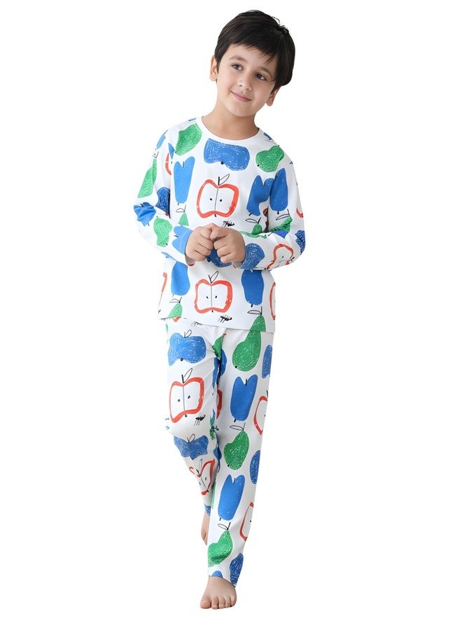 ANTHRILO Apple PEAR Long Sleeve Pyjama Set -White | 0-6 Months - Image 1