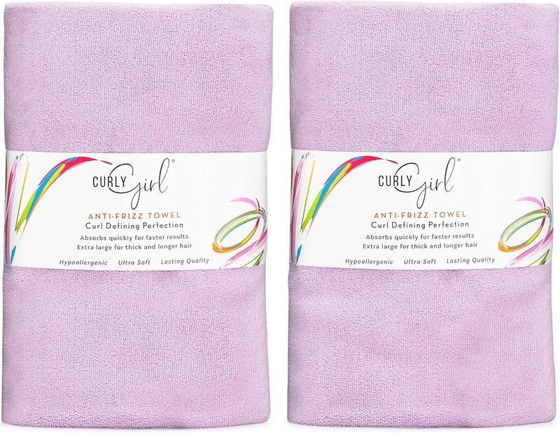 Curly Girl 2 Pack Microfiber Curl Hair Drying Towel AntiFrizz Super Absorbent Fast Drying Towel for Curls