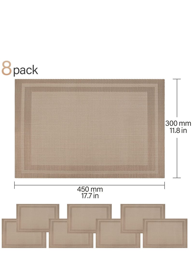 Generic Set of 8 Placemats, Non-Slip Crossweave Woven Vinyl Insulation Placemat Washable Table Mats 45x30cm (Champagne)  - Image 2