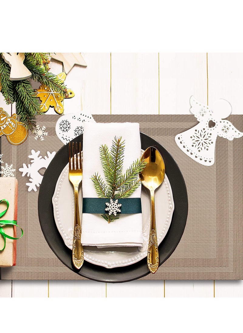 Generic Set of 8 Placemats, Non-Slip Crossweave Woven Vinyl Insulation Placemat Washable Table Mats 45x30cm (Champagne)  - Image 5
