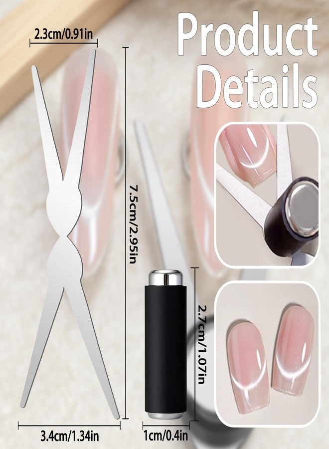 fernfern Cat Eye Nail Magnet for Nails, Scissor-shaped Nail Magnet Tool, 3PCS Stainless Steel French Cat Eye Nail Magnet Set,Perfect for Nail Art DIY Home, Salon, Studio - Image 4