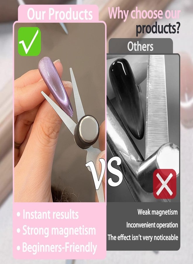 fernfern Cat Eye Nail Magnet for Nails, Scissor-shaped Nail Magnet Tool, 3PCS Stainless Steel French Cat Eye Nail Magnet Set,Perfect for Nail Art DIY Home, Salon, Studio - Image 3