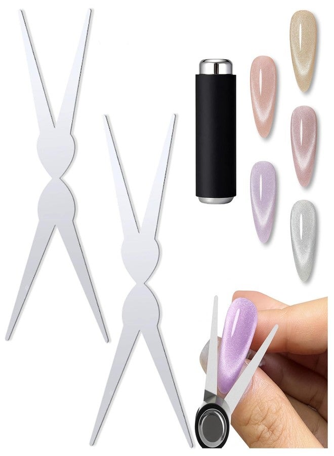 fernfern Cat Eye Nail Magnet for Nails, Scissor-shaped Nail Magnet Tool, 3PCS Stainless Steel French Cat Eye Nail Magnet Set,Perfect for Nail Art DIY Home, Salon, Studio - Image 1