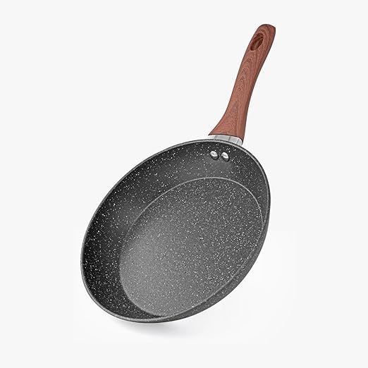 KERFORA NonStick Marble Finish Professional Kitchen Frying Pan CD Bottom with Bakelite Wood Handle Induction Cookware Dishwasher Safe Black 22 CM - Image 4