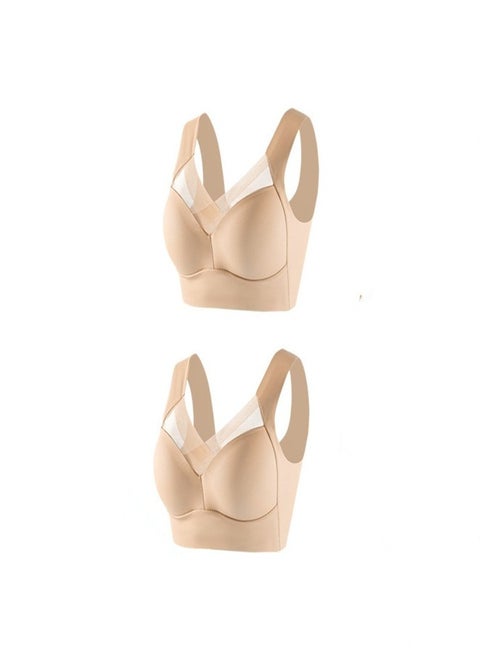 2-Piece Set Thin And Breathable Vest Underwear Without Steel Rings Skin Colour