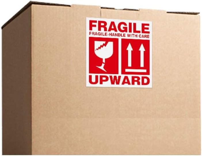 Rubik 250pc Large Fragile Stickers 10 x 10cm, Handle With Care Upward Warning Labels For For Safe Shipping Packing Boxes Luggage - Image 3