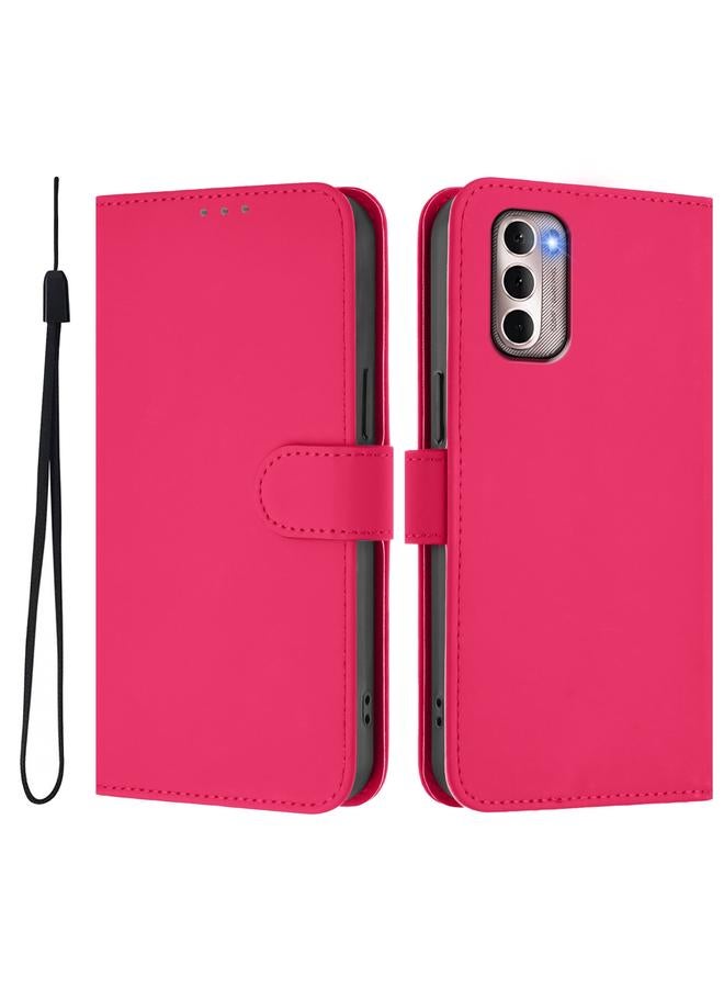 اس-توب جراب لهاتف Motorola Moto G Stylus 4G 2022 مصنوع من الجلد بلون سادة مع حبل تعليق - Image 2