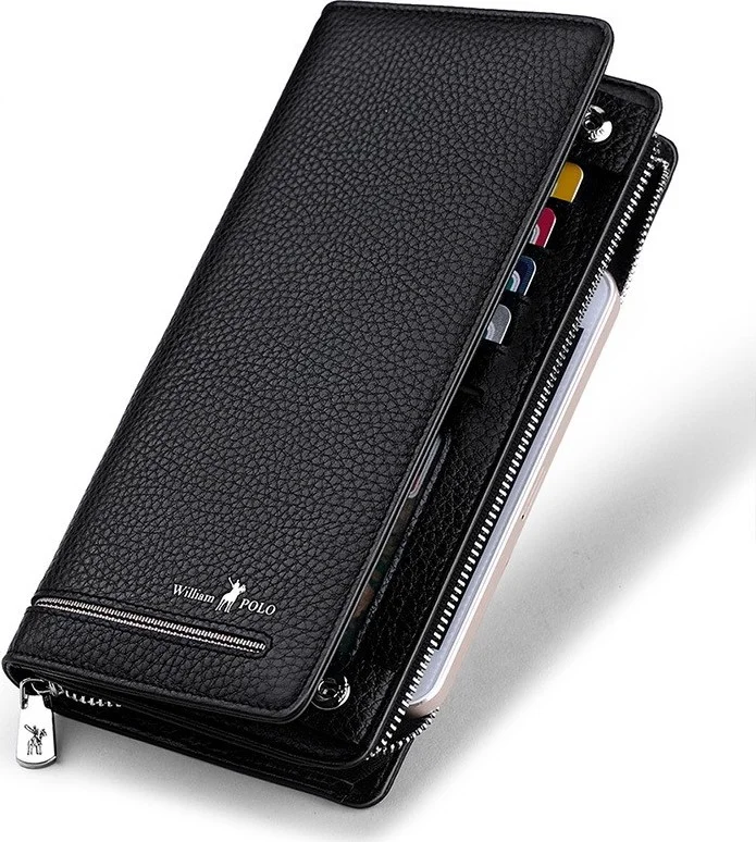 William Polo Italian Leather Long Men's Wallet