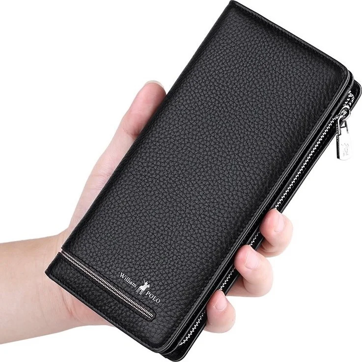William Polo Italian Leather Long Men's Wallet