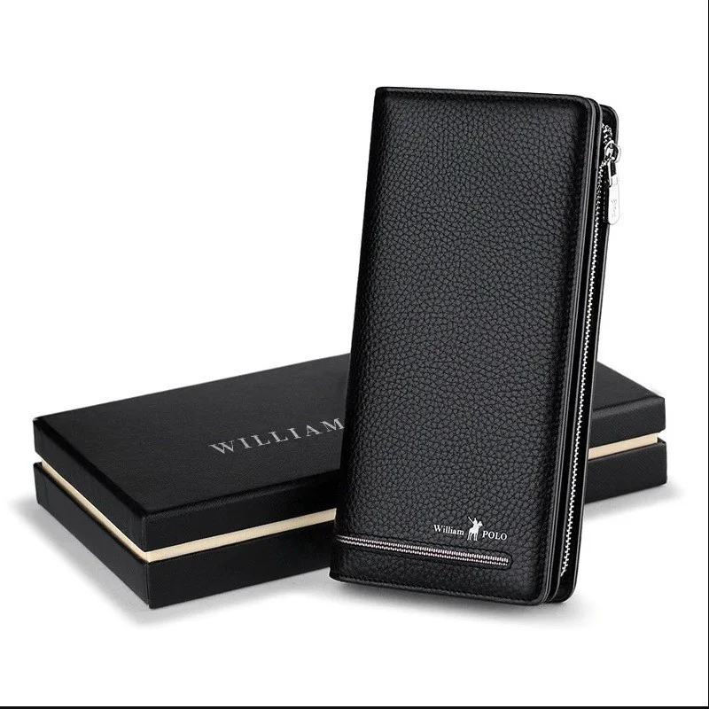 William Polo Italian Leather Long Men's Wallet