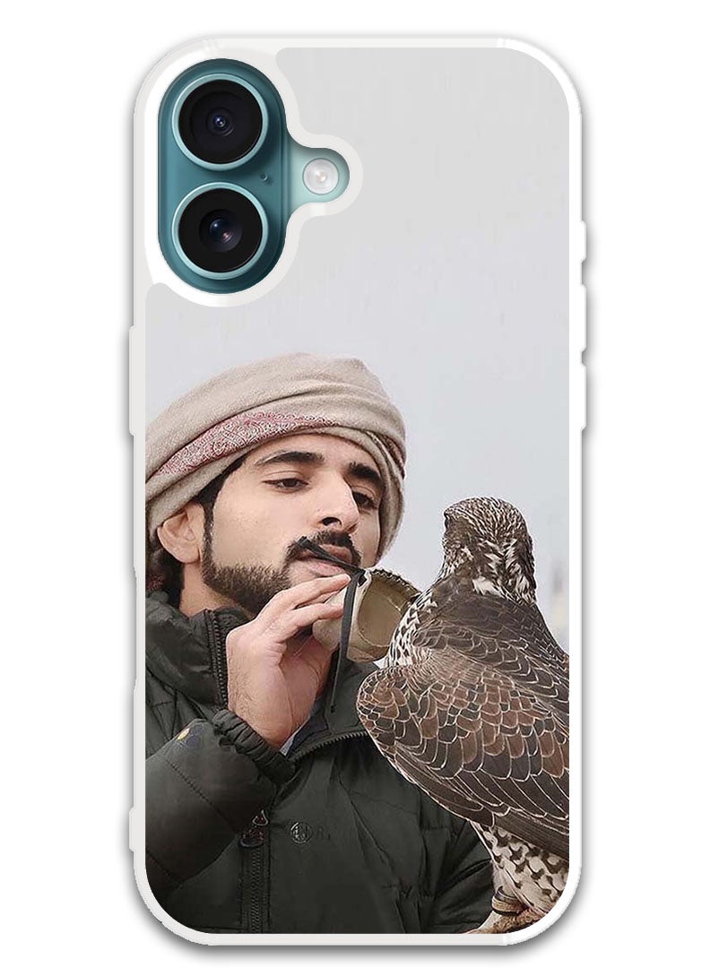 Theodor Protective Case Cover For APPLE IPHONE 16 Sheikh Hamdan Loving His Eagle (White Bumper) - Image 1
