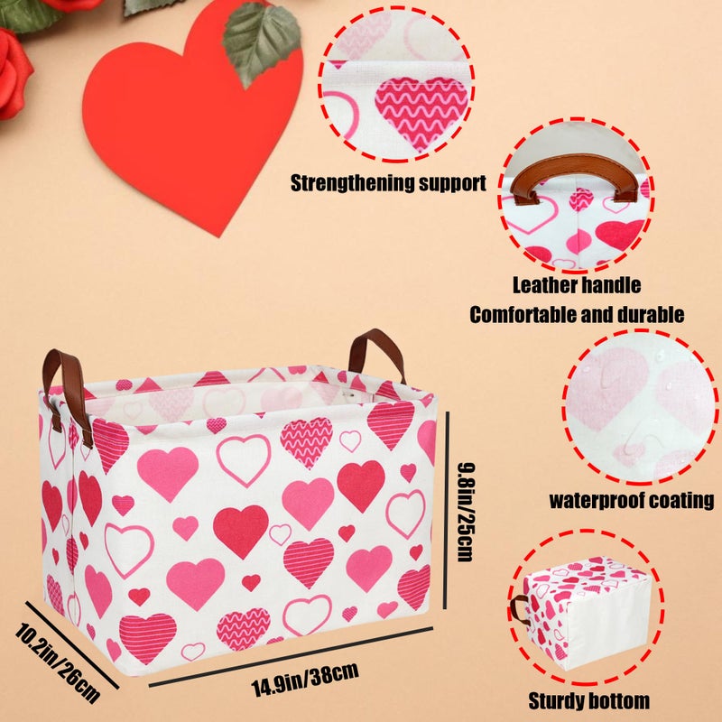 NIETEIN Cute Heart Valentine's Day Basket for gifts empty Storage Basket for Kid and Baby Room Decor (Pink Heart) - Image 4