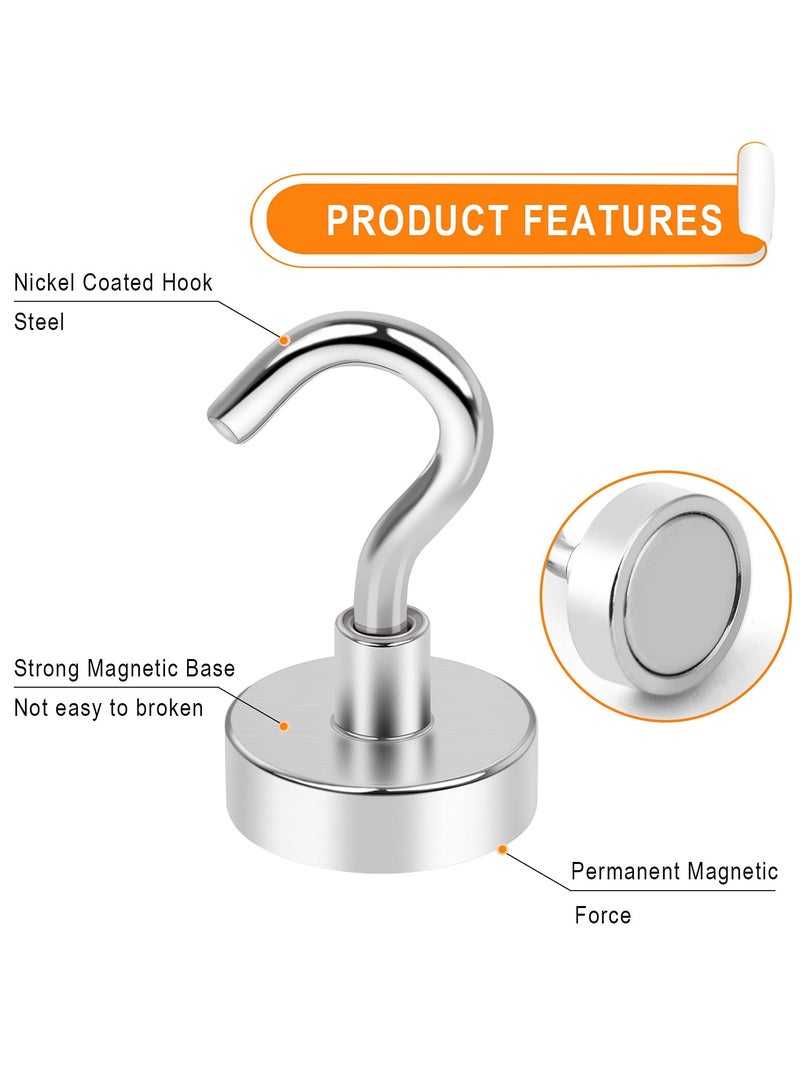 سوكاني خطافات مغناطيسية، 22 باوند + خطاف مغناطيسي نيوديميوم كروز اسنشيالز مع 3 طبقات حماية قوية من التآكل، مثالية للتعليق الداخلي (ابيض فضي، عبوة من 10 قطعة) - Image 3