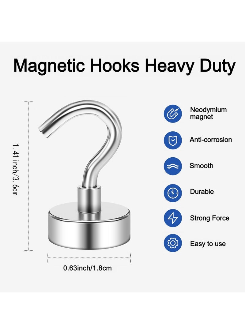 سوكاني خطافات مغناطيسية، 22 باوند + خطاف مغناطيسي نيوديميوم كروز اسنشيالز مع 3 طبقات حماية قوية من التآكل، مثالية للتعليق الداخلي (ابيض فضي، عبوة من 10 قطعة) - Image 2