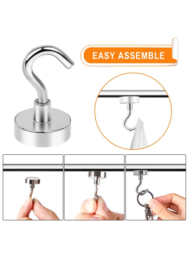 سوكاني خطافات مغناطيسية، 22 باوند + خطاف مغناطيسي نيوديميوم كروز اسنشيالز مع 3 طبقات حماية قوية من التآكل، مثالية للتعليق الداخلي (ابيض فضي، عبوة من 10 قطعة) - Image 5