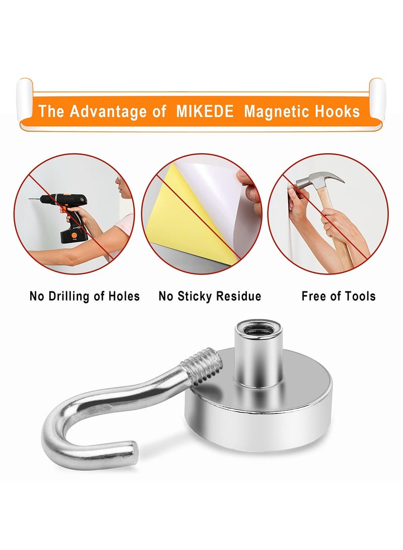 سوكاني خطافات مغناطيسية، 22 باوند + خطاف مغناطيسي نيوديميوم كروز اسنشيالز مع 3 طبقات حماية قوية من التآكل، مثالية للتعليق الداخلي (ابيض فضي، عبوة من 10 قطعة) - Image 4