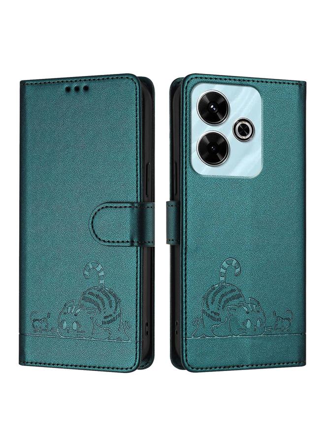 اس-توب جراب لهاتف Redmi 13 4G من الجلد المنقوش بنمط قطة وفأر بتقنية RFID مع حبل تعليق - Image 2