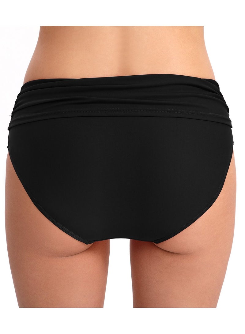 Loquat Solid Color Plunge Bikini Bottom Black  - Image 3