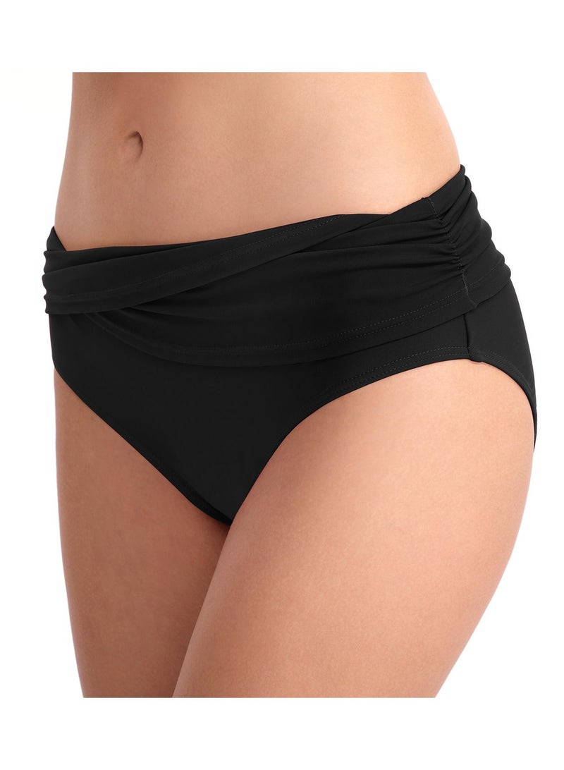 Loquat Solid Color Plunge Bikini Bottom Black  - Image 2