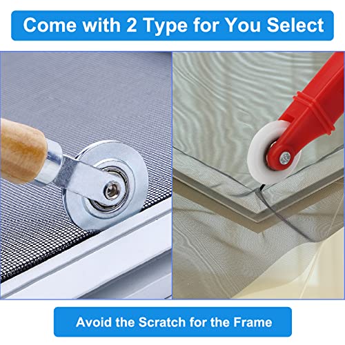 WIWAPLEX Window Screen Repair Kit Mesh Screen Spline Roller Repair Tools Kit with Screen Installer Clips, Metal and Plastic Spline Fixing Tool Kit for Window Screen - Image 3