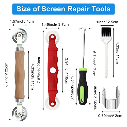 WIWAPLEX Window Screen Repair Kit Mesh Screen Spline Roller Repair Tools Kit with Screen Installer Clips, Metal and Plastic Spline Fixing Tool Kit for Window Screen - Image 2