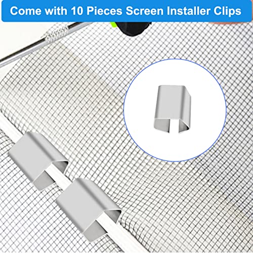 WIWAPLEX Window Screen Repair Kit Mesh Screen Spline Roller Repair Tools Kit with Screen Installer Clips, Metal and Plastic Spline Fixing Tool Kit for Window Screen - Image 5