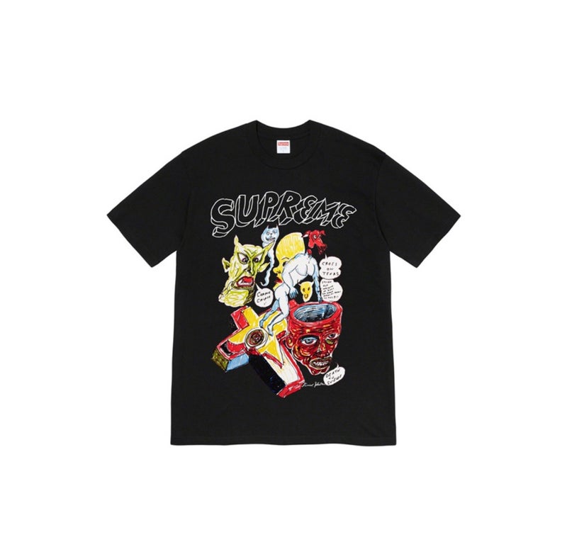 SUPREME 26FW New Trendy SUP American Retro Letter Print All-Match Short Sleeve T-Shirt - Image 1
