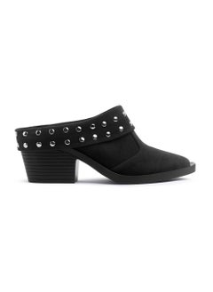 Studded Suede Heel Mules