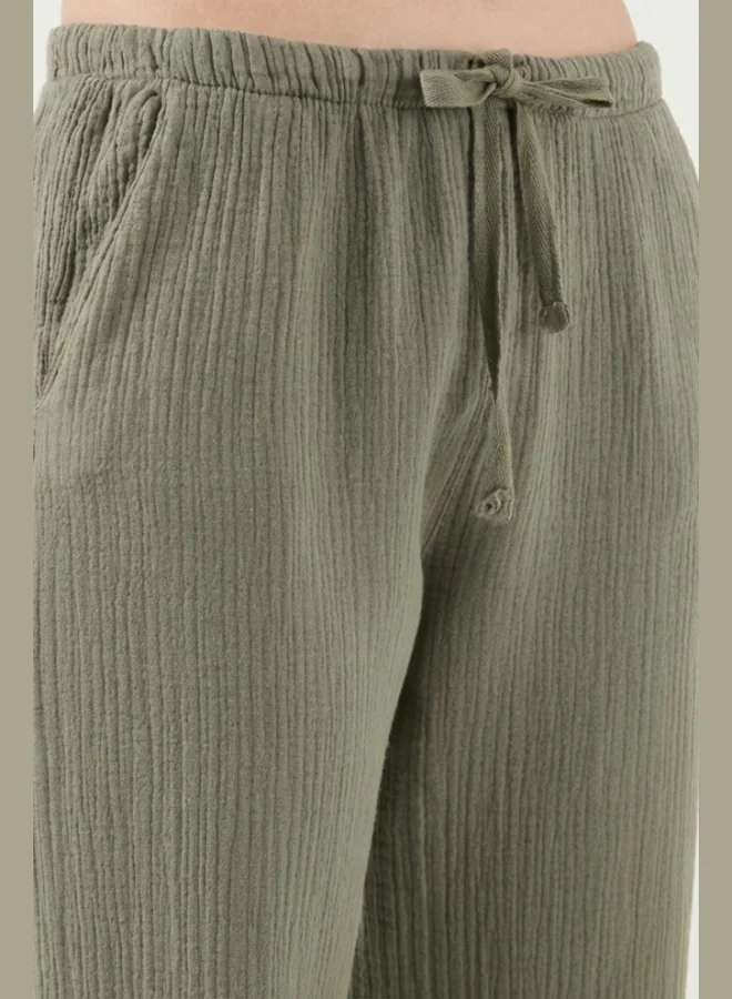 Lela  Lela Cotton Relaxed Fit Wide Leg Muslin Trousers Women's Pants 668YP5502 for Women | Best Price UAE